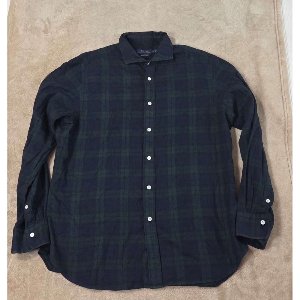 Polo Ralph Lauren Holiday Twill Mens XL Green Tartan Plaid Button Up Shirt